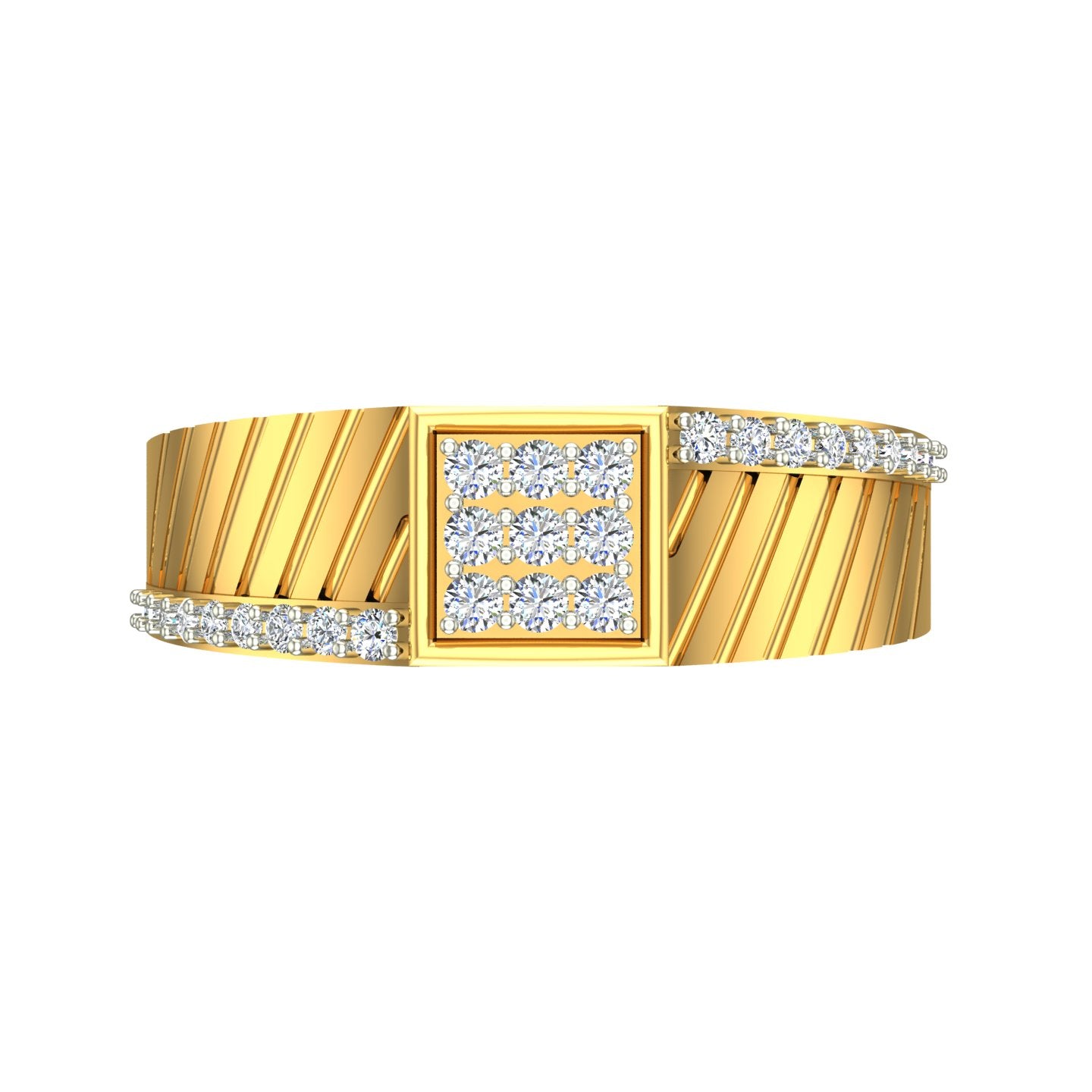 Men's diamond-studded gold ring