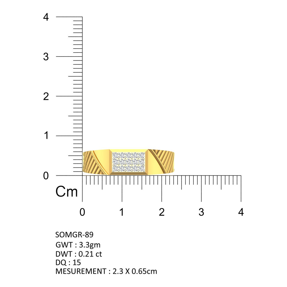 Men's diamond-studded yellow gold ring