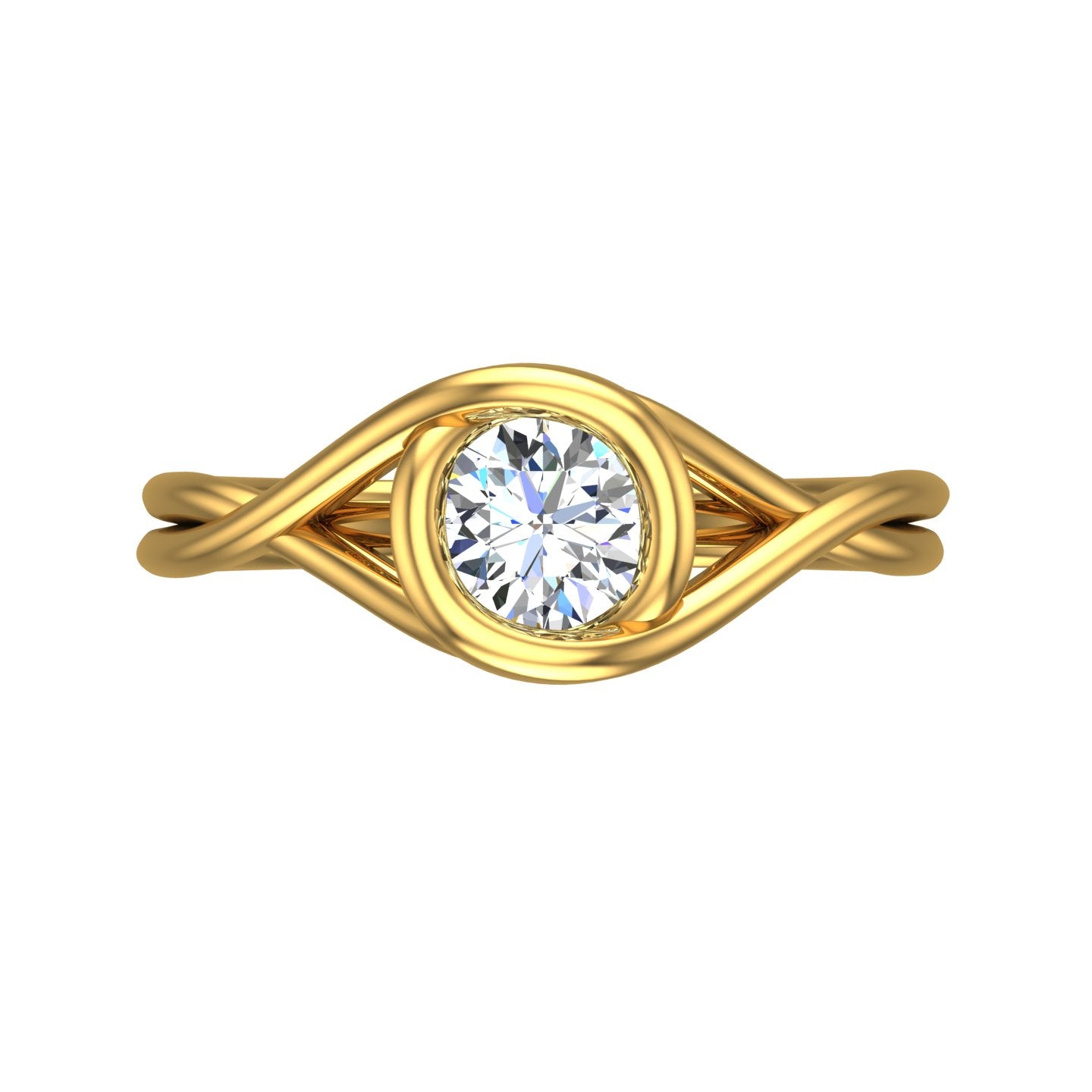Swirl Halo Bypass Solitaire Ring