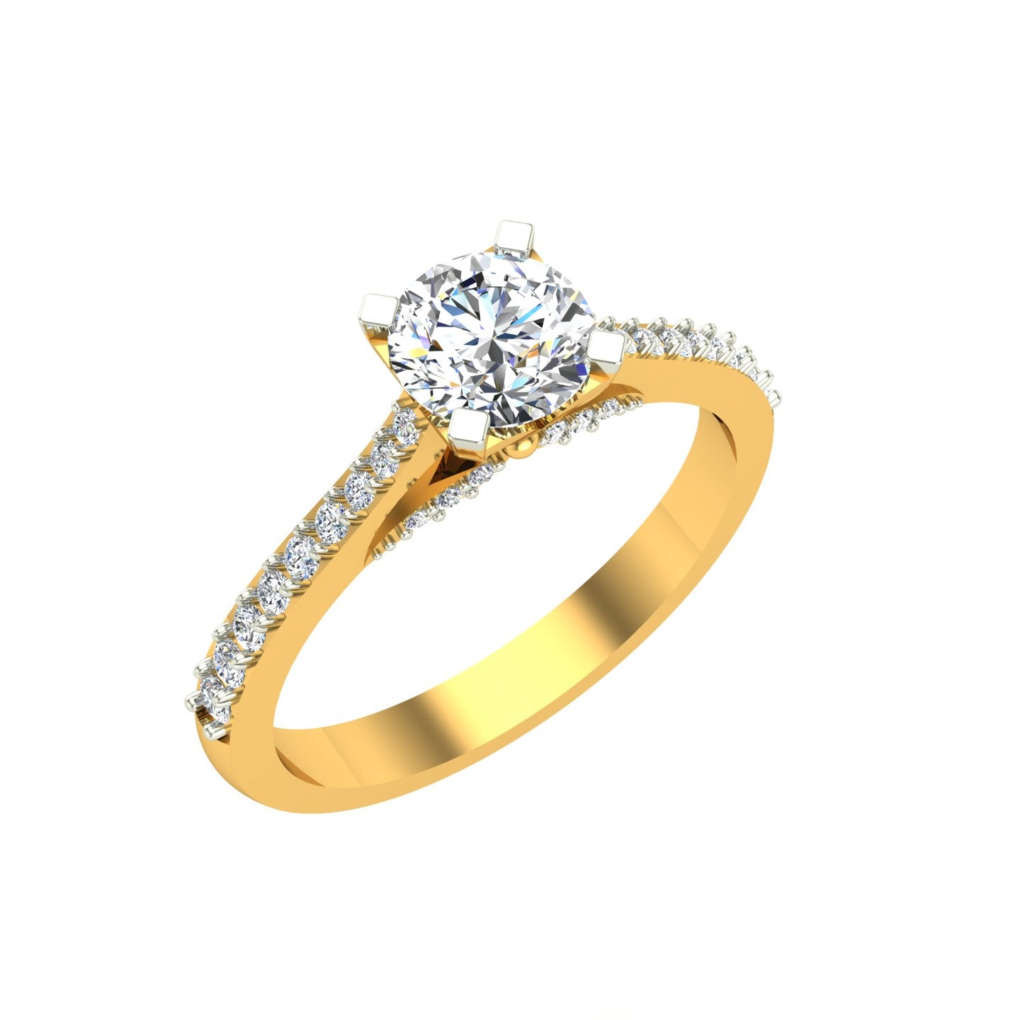 Classic Pave-Set Solitaire Engagement Ring