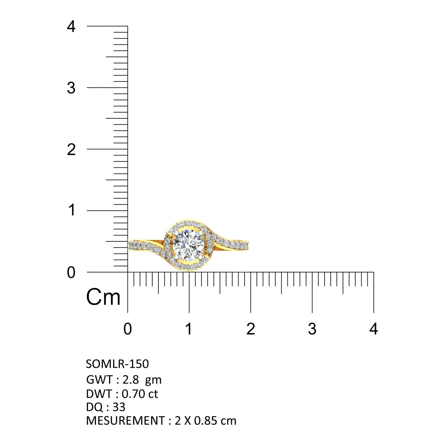 Swirl Halo Pave-Set Solitaire Ring