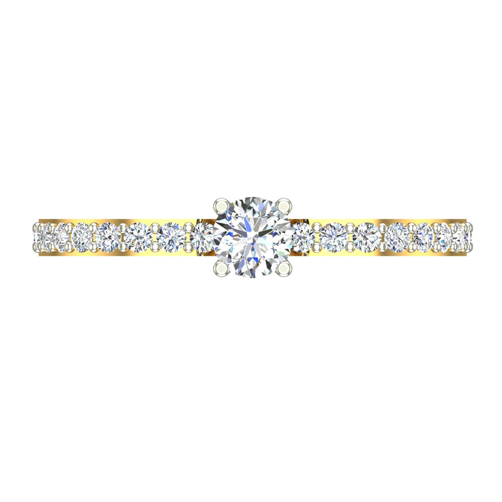 Asymmetric Split-Shank Pave Solitaire Ring