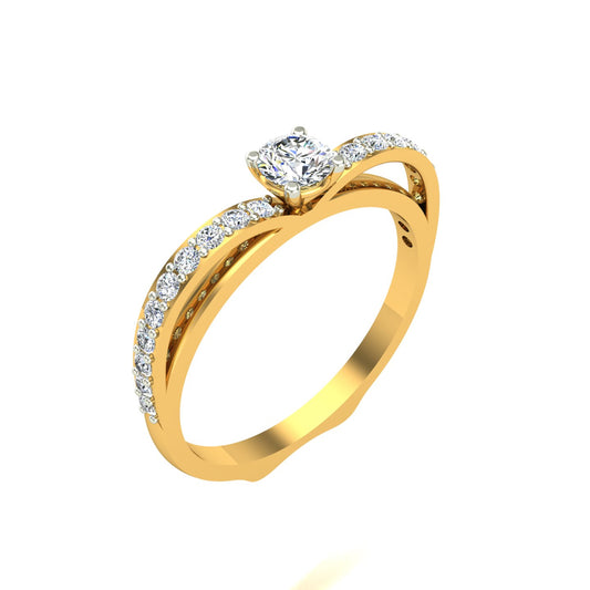 Asymmetric Split-Shank Pave Solitaire Ring