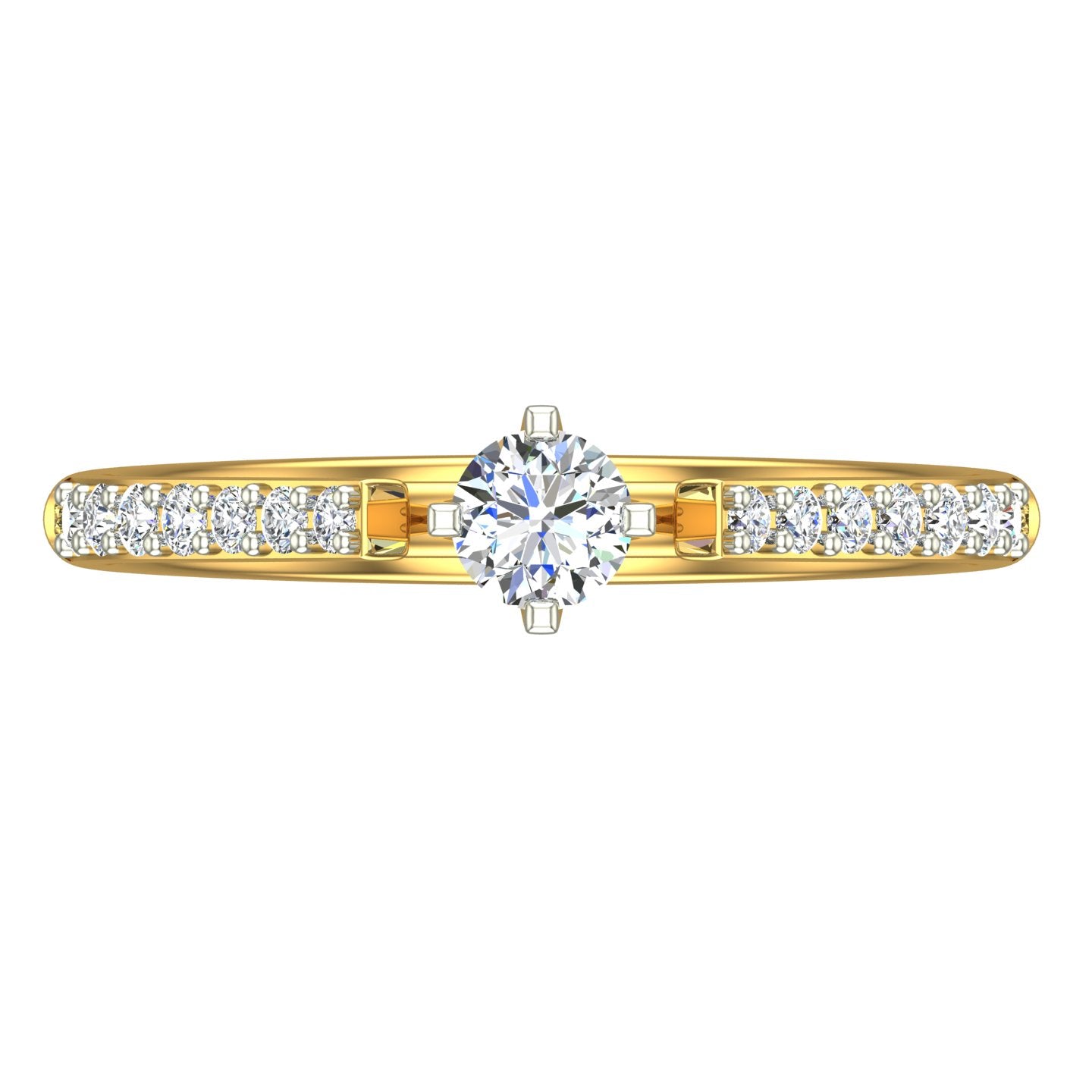 Asymmetric Split-Bypass Pave Solitaire Ring