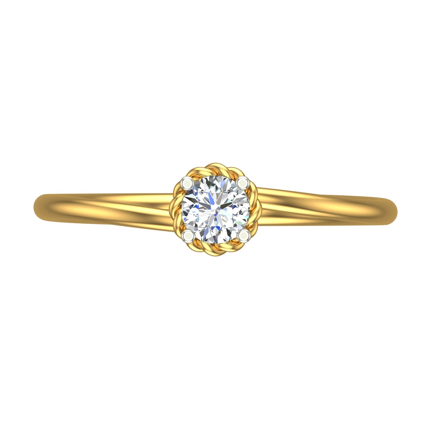 Twisted Rope Halo Solitaire Ring