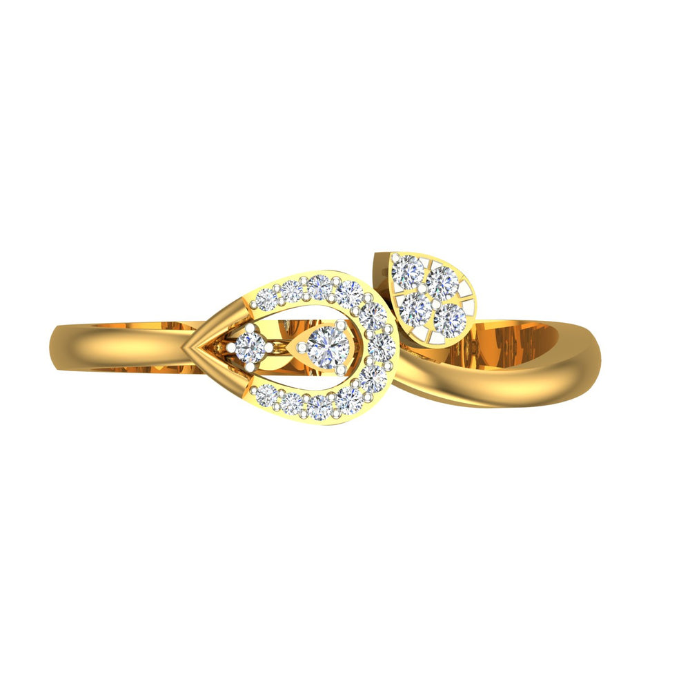 Twin Drop Yellow Gold Diamond Ring