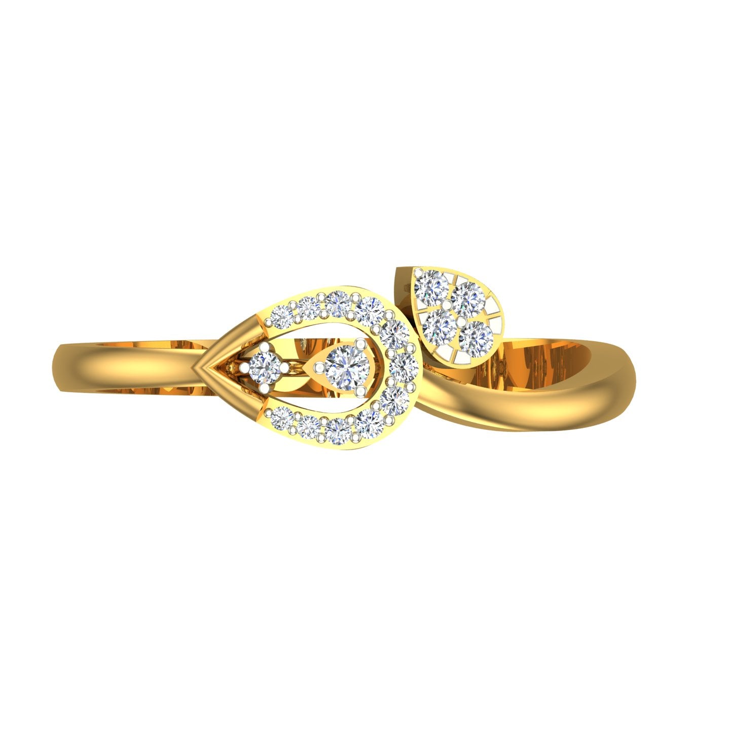 Twin Drop Yellow Gold Diamond Ring
