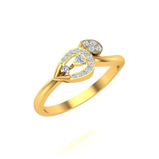 Twin Drop Yellow Gold Diamond Ring