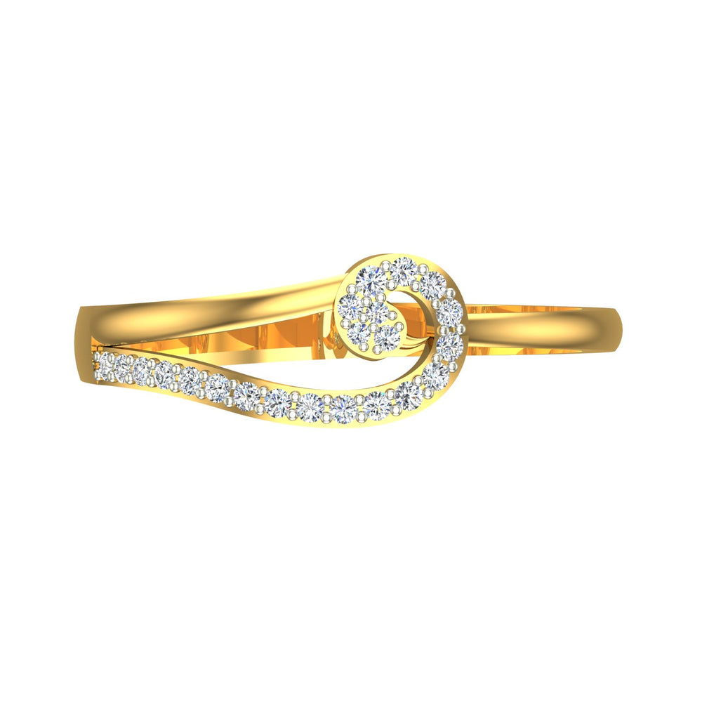 S-Shape Yellow Gold Diamond Ring