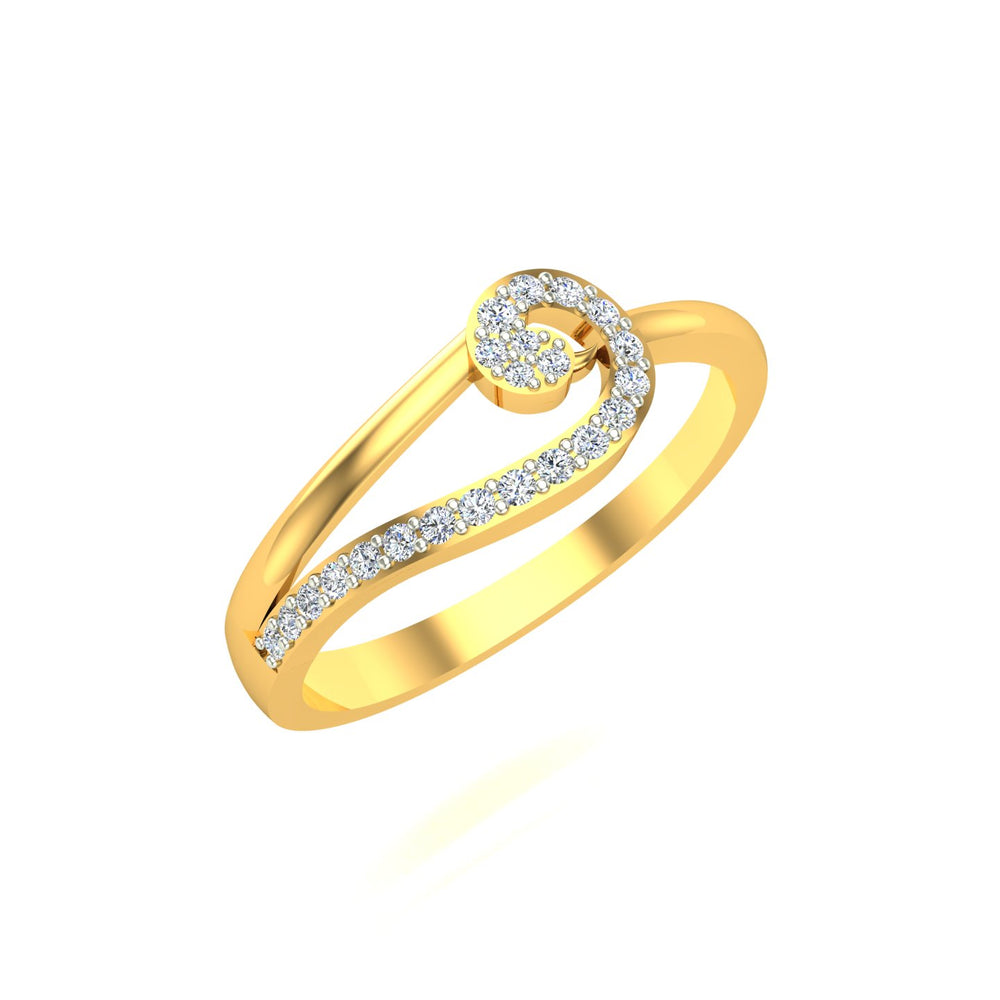 S-Shape Yellow Gold Diamond Ring