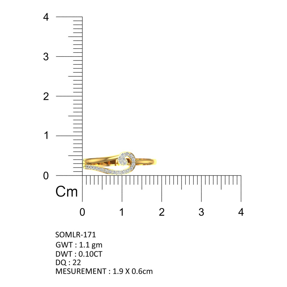 S-Shape Yellow Gold Diamond Ring