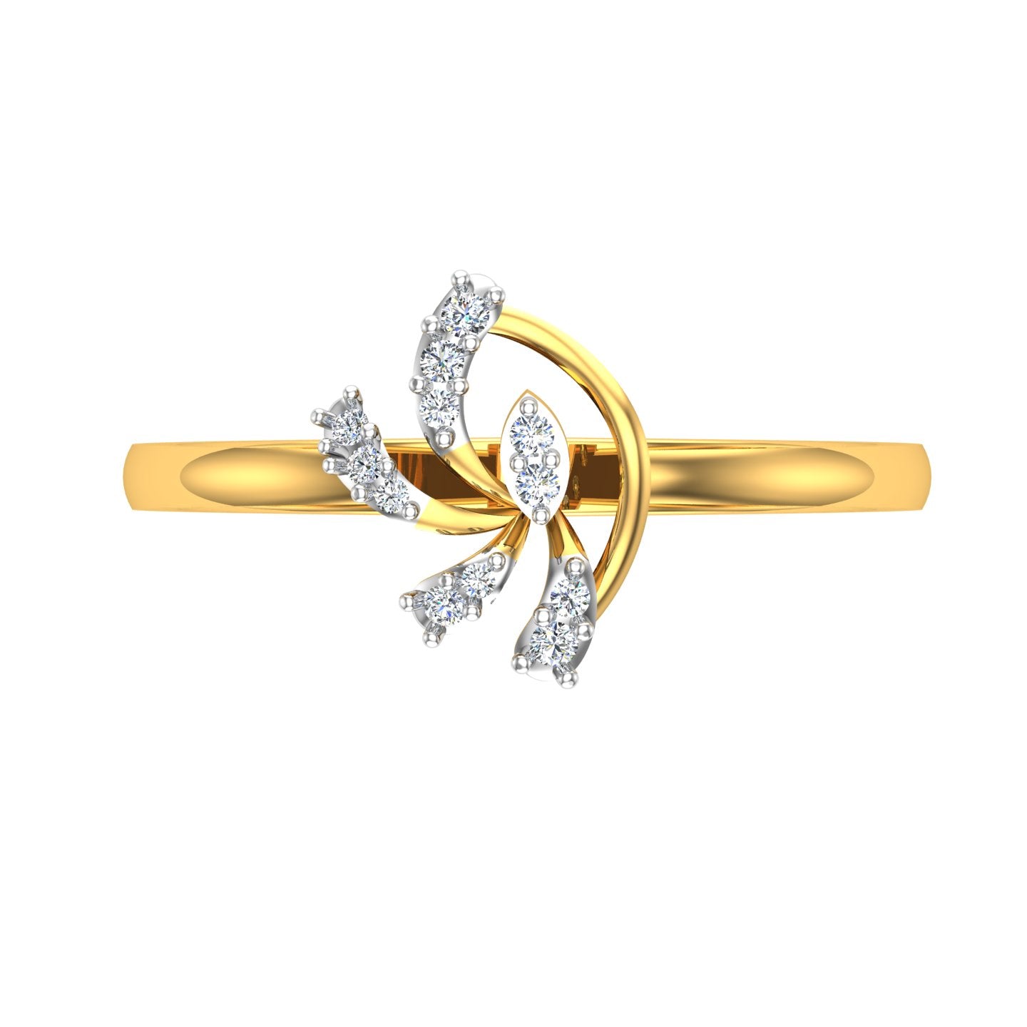 Golden Petal Cascade Ring