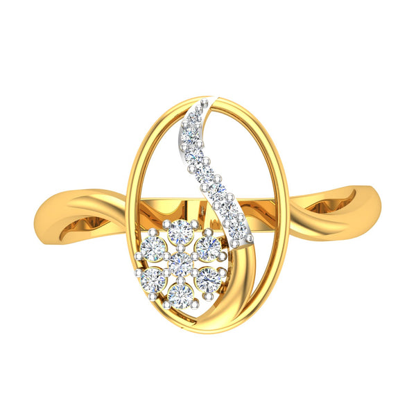 Oval Flower Cluster Gold Diamond Ring