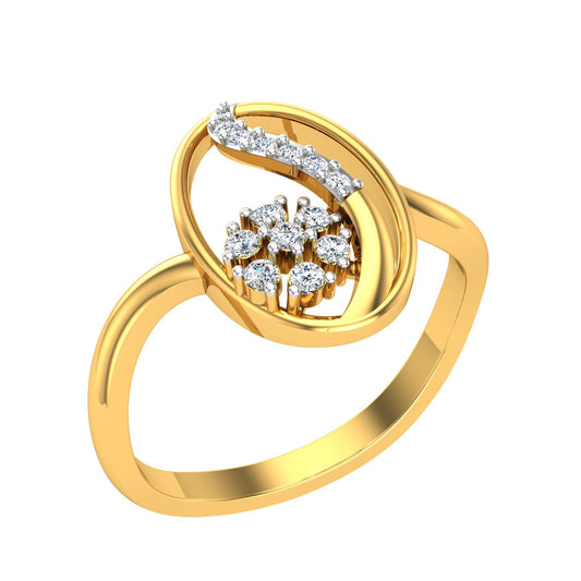 Oval Flower Cluster Gold Diamond Ring