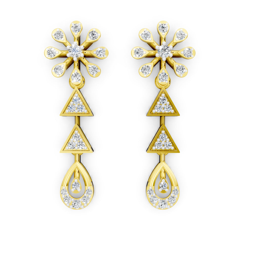 Emerald Cascade Floral Diamond Net Earrings
