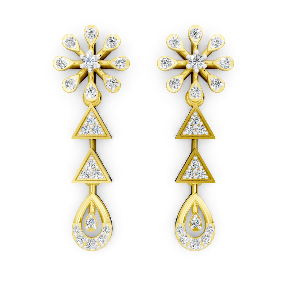 Emerald Cascade Floral Diamond Net Earrings