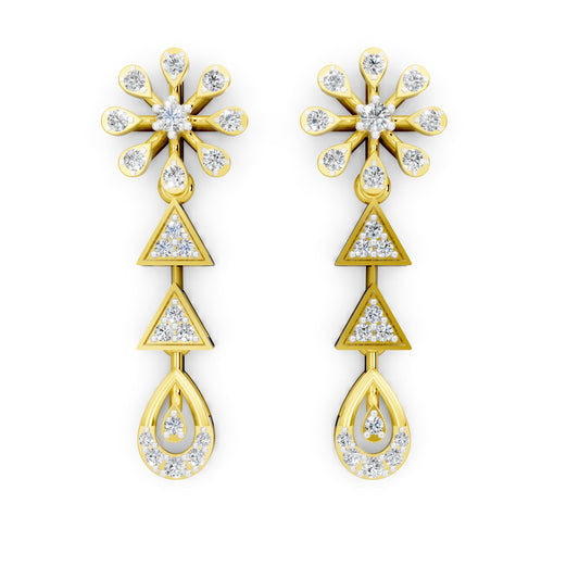 Emerald Cascade Floral Diamond Net Earrings