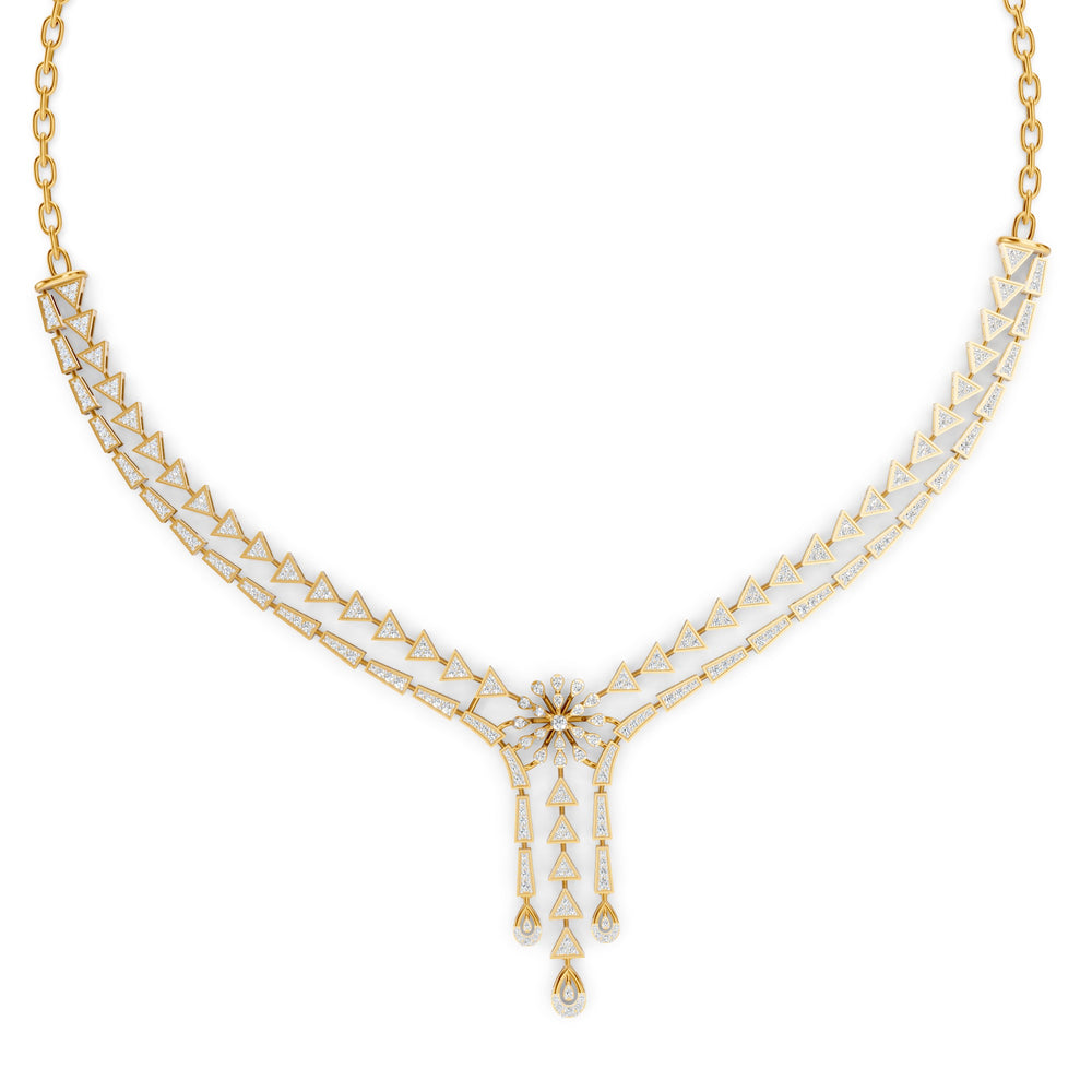Geometric Cascade Diamond Necklace