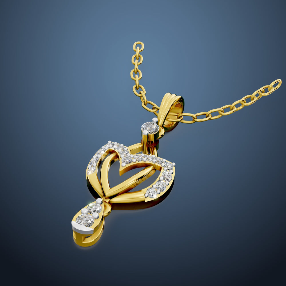 Golden Heartfall Diamond Pendant