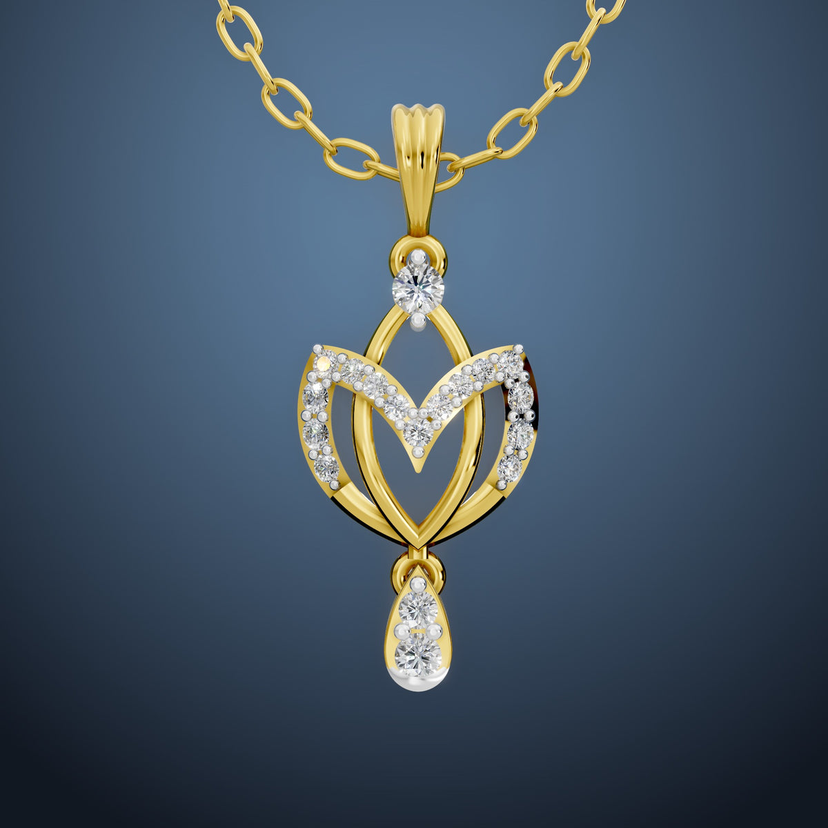 Golden Heartfall Diamond Pendant