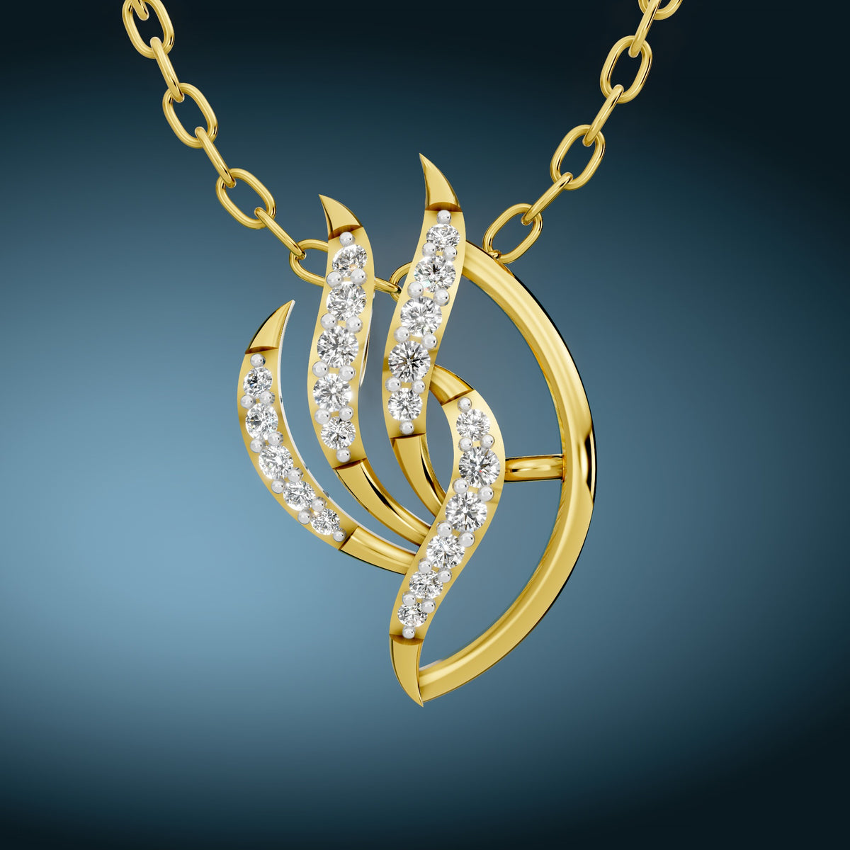 Flame Petals Diamond Pendant