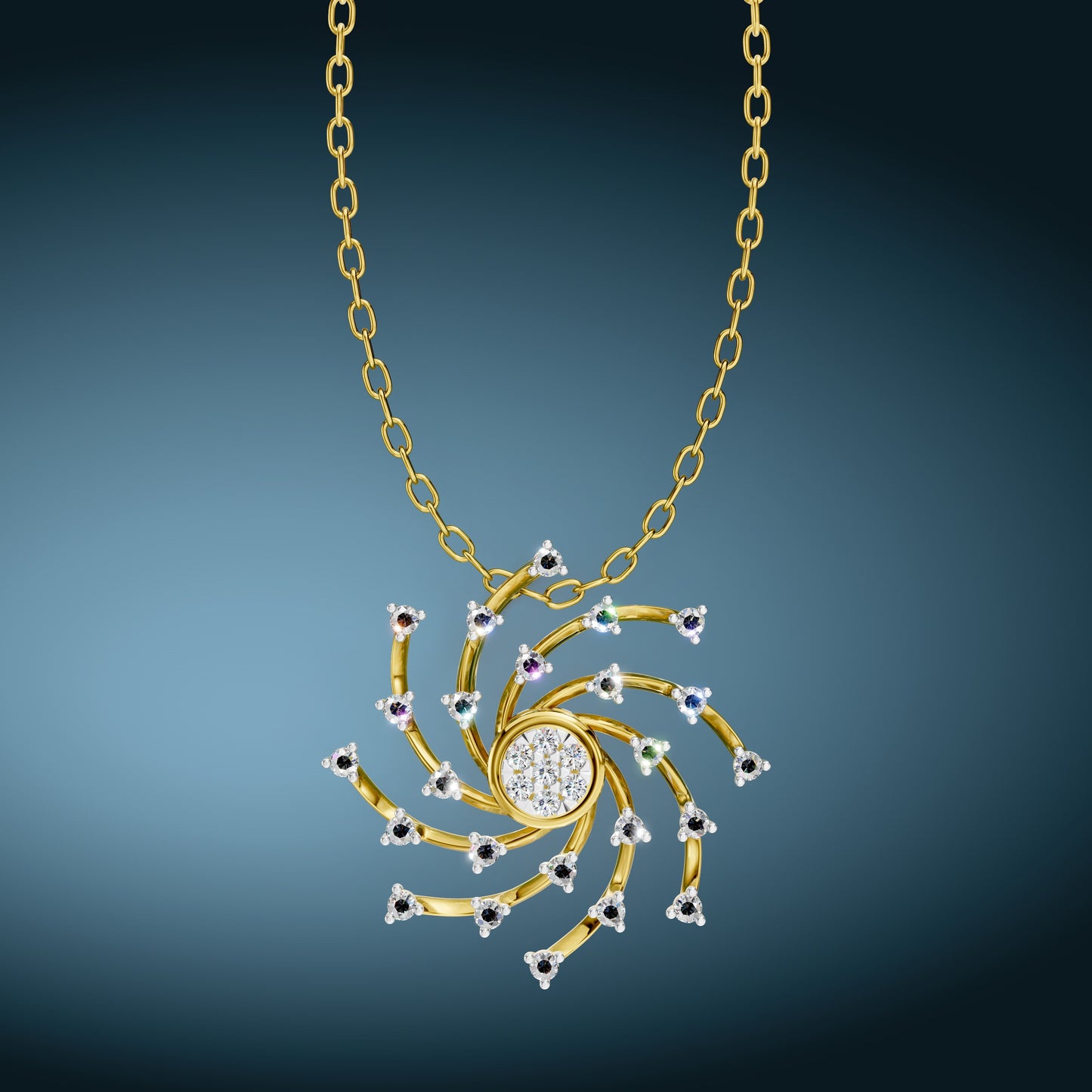 Celestial Spiral Diamond Pendant