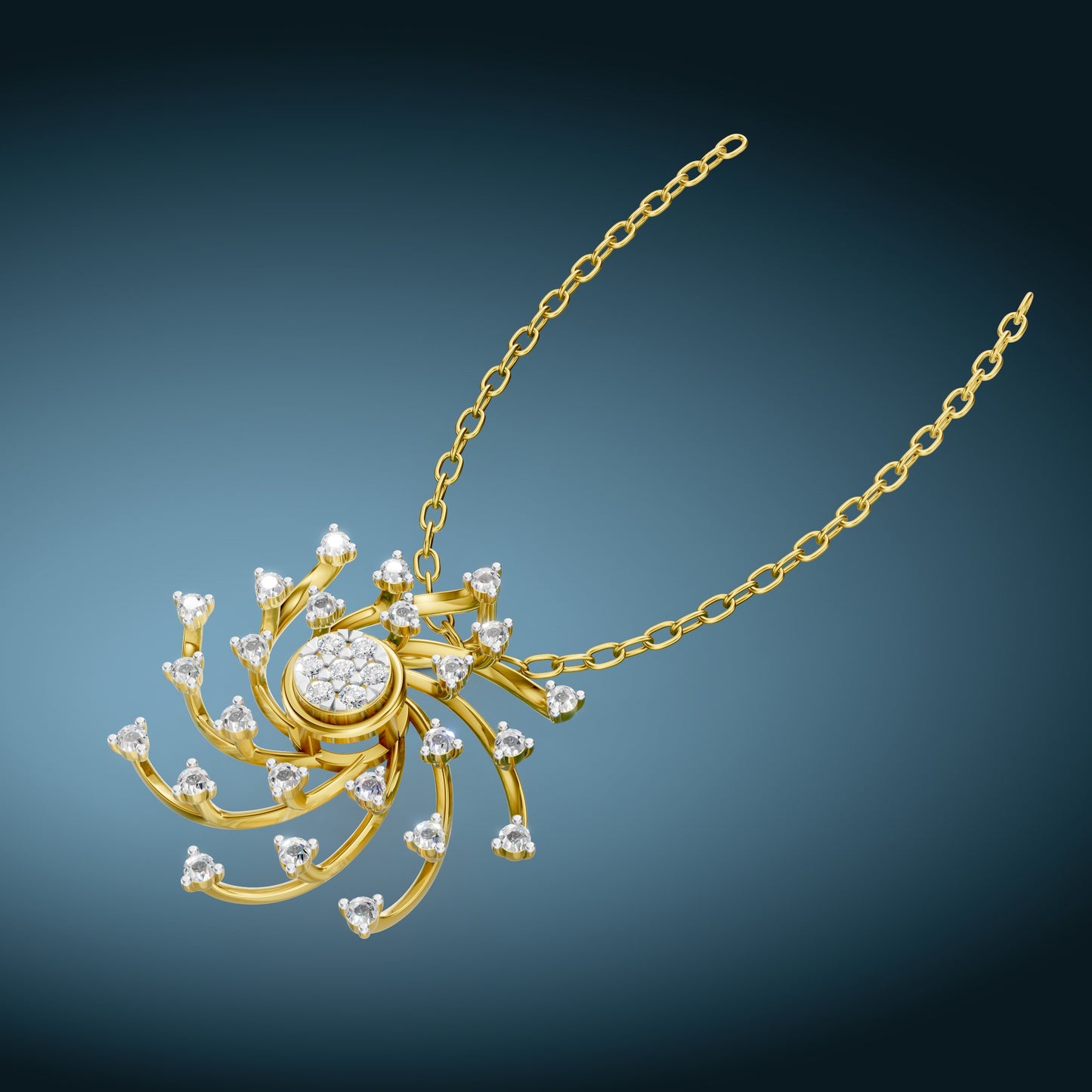 Celestial Spiral Diamond Pendant