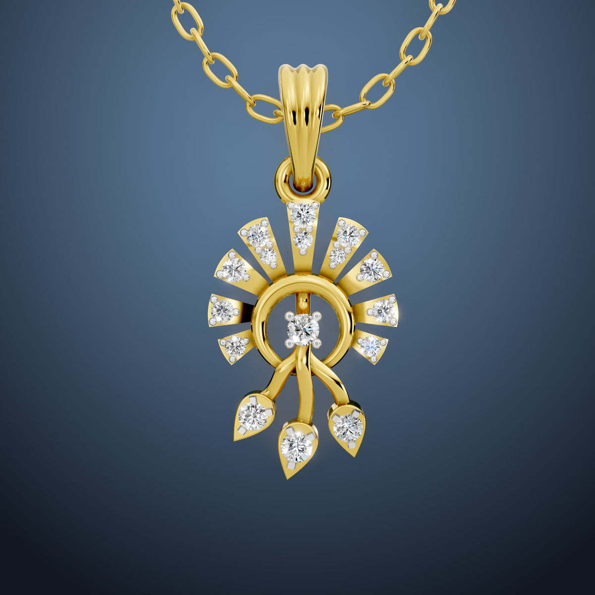 Sunburst Trio Diamond Pendant