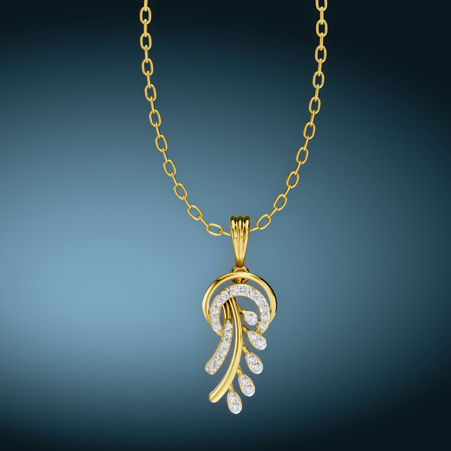 Golden Fern Diamond Pendant