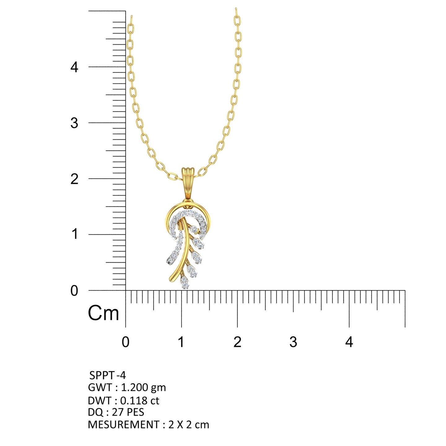 Golden Fern Diamond Pendant