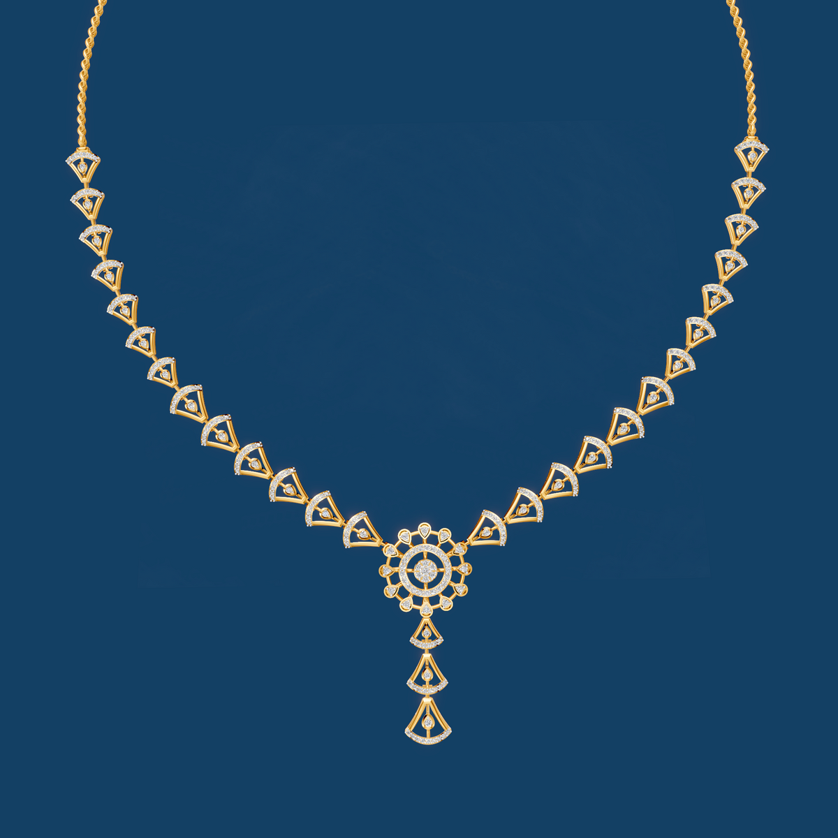 Radiant Fan Cascade Diamond Necklace