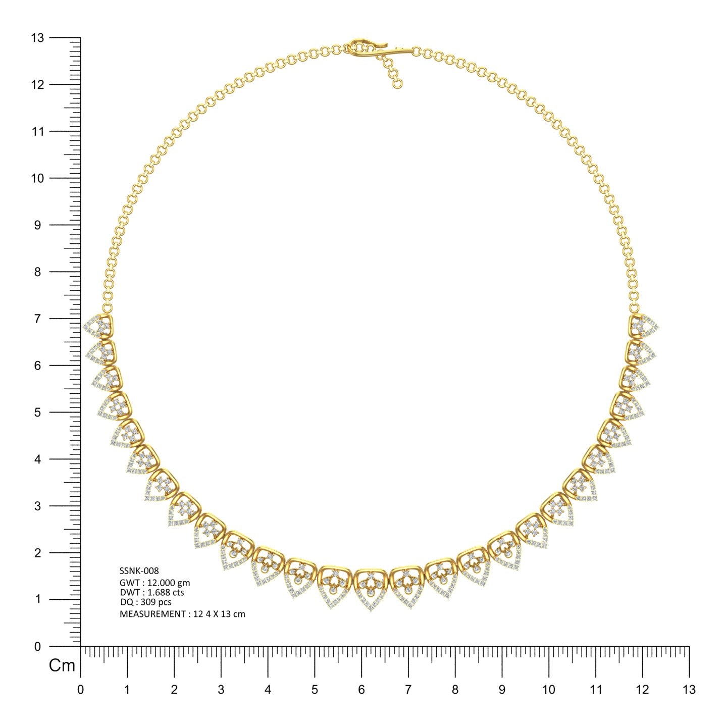 Golden Love Motif Necklace
