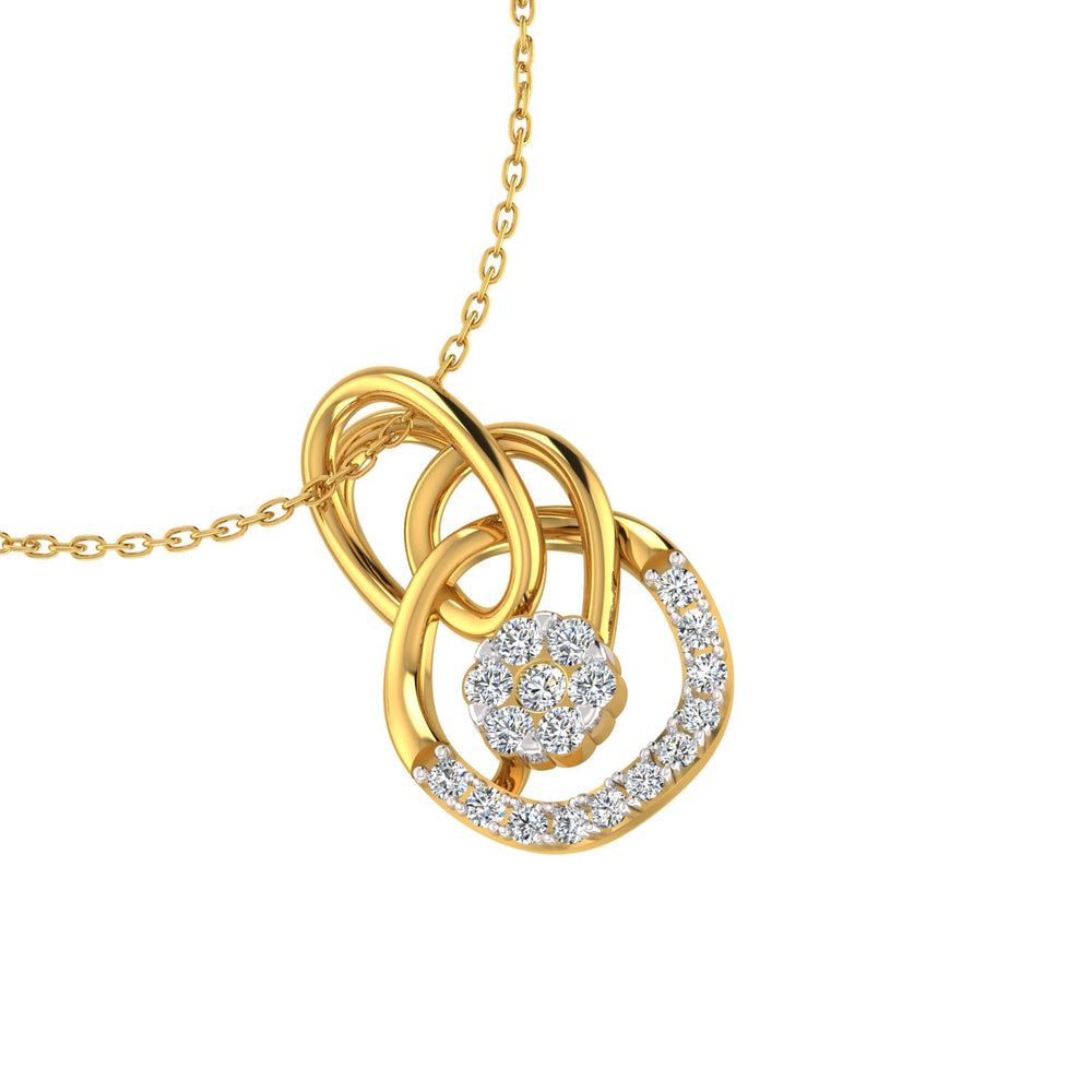 Intertwined Loop Floral Cluster Gold Pendant