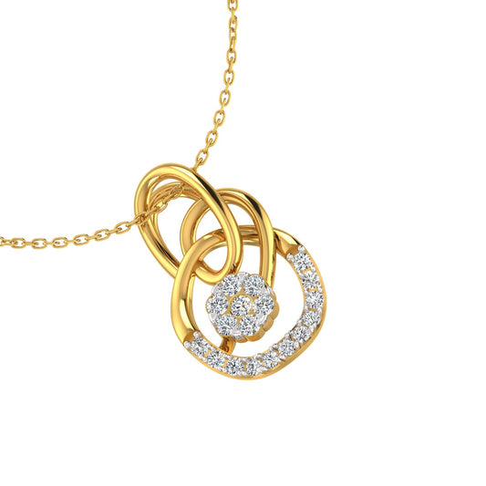 Intertwined Loop Floral Cluster Gold Pendant