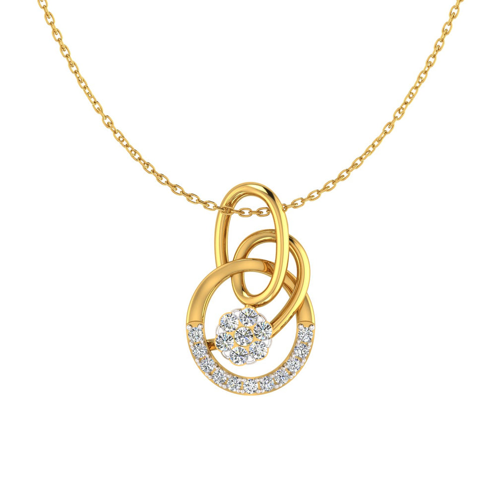 Intertwined Loop Floral Cluster Gold Pendant