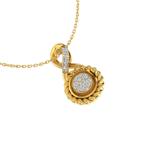 Twisted Rope Circular Floral Gold Pendant