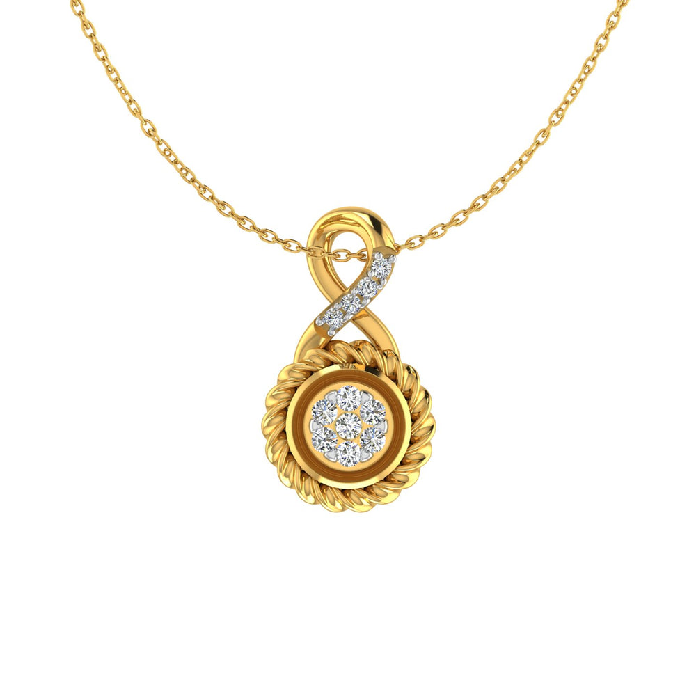 Twisted Rope Circular Floral Gold Pendant