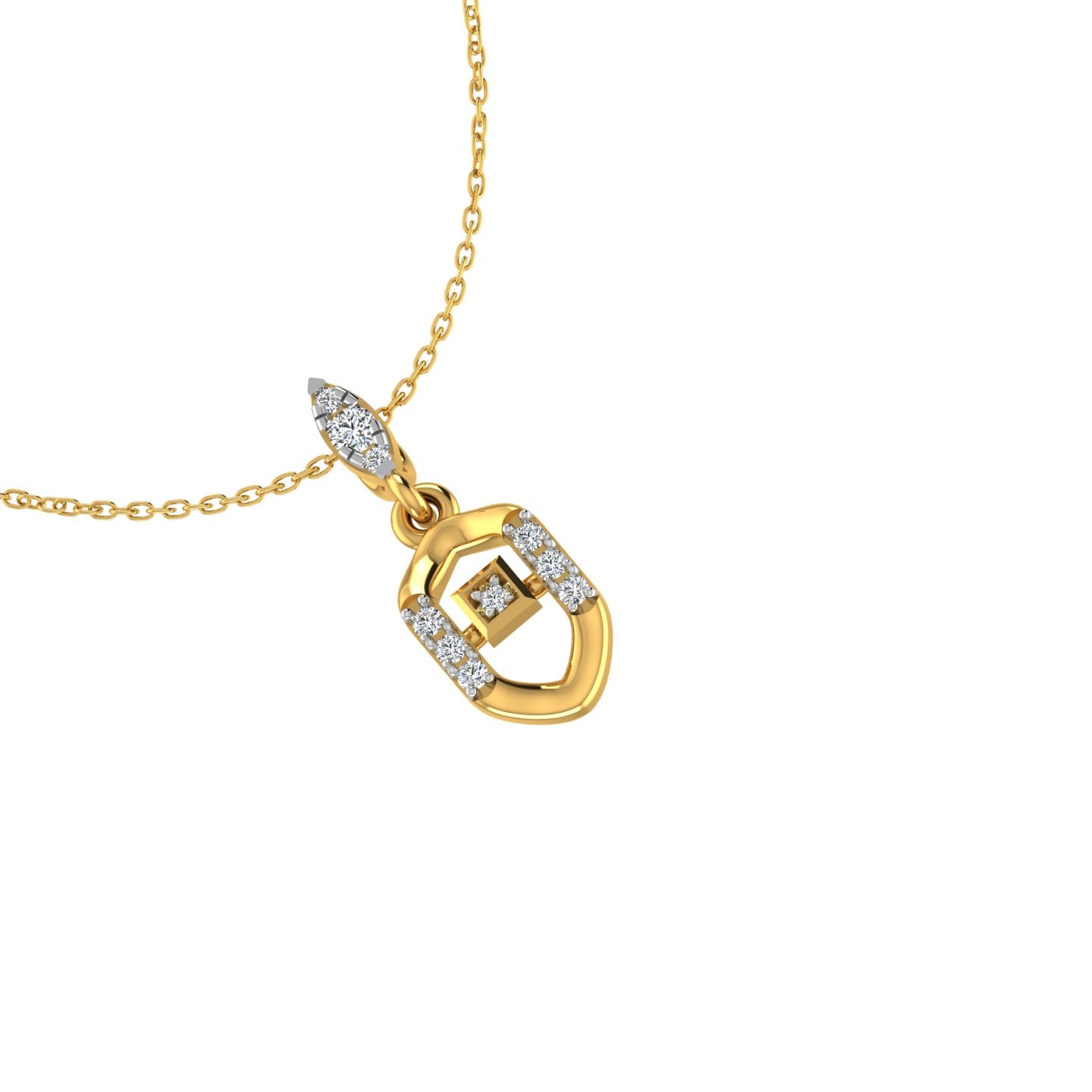 Geometric Padlock Stirrup Gold Pendant