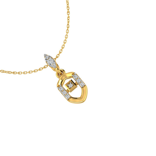 Geometric Padlock Stirrup Gold Pendant