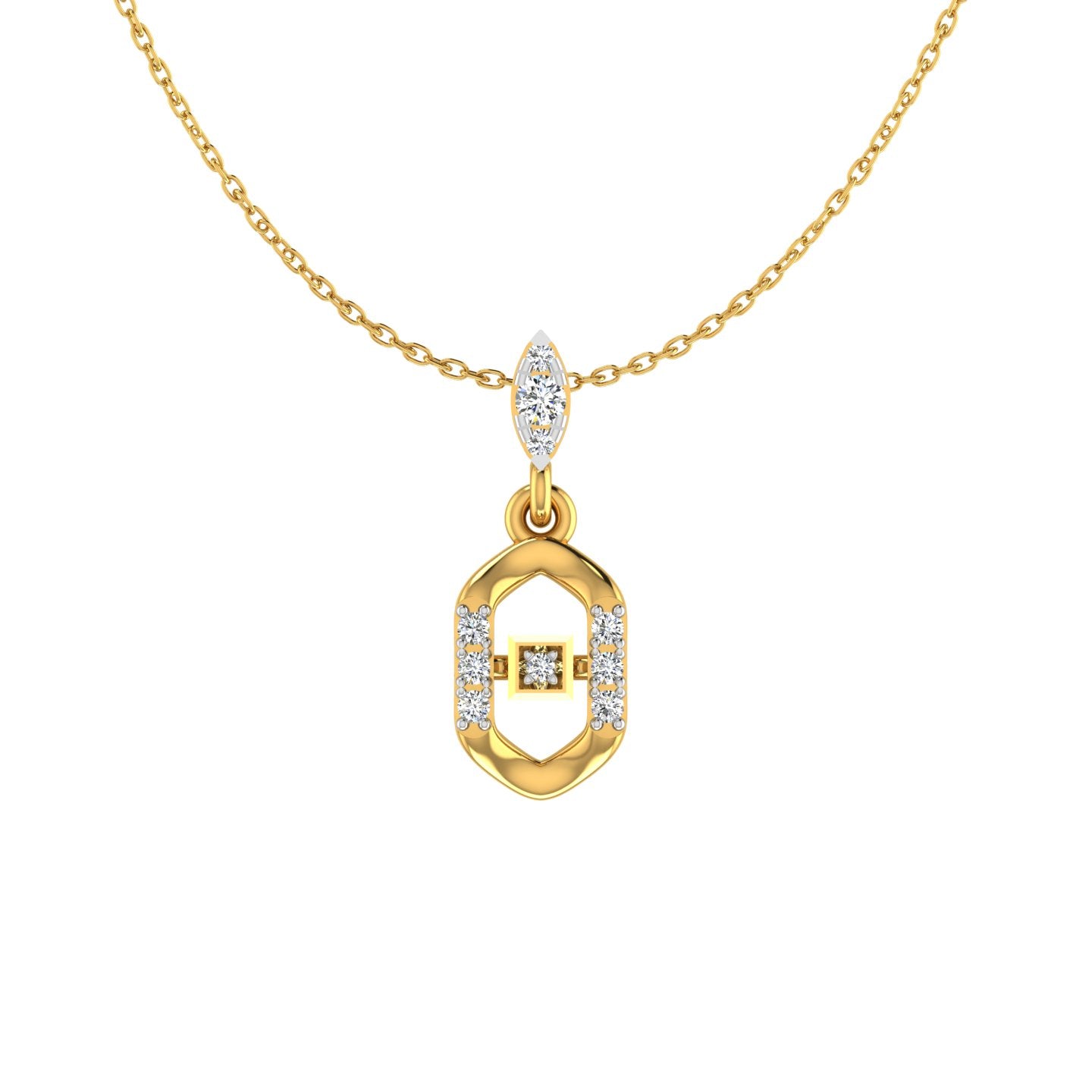 Geometric Padlock Stirrup Gold Pendant