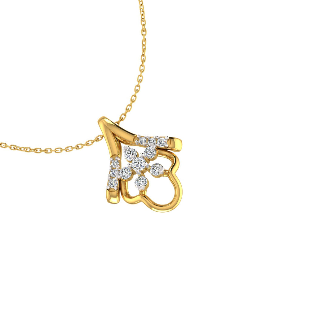 Abstract Chevron Floral Gold Pendant