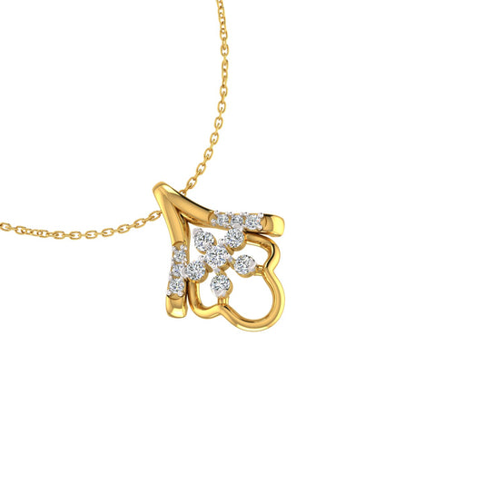Abstract Chevron Floral Gold Pendant