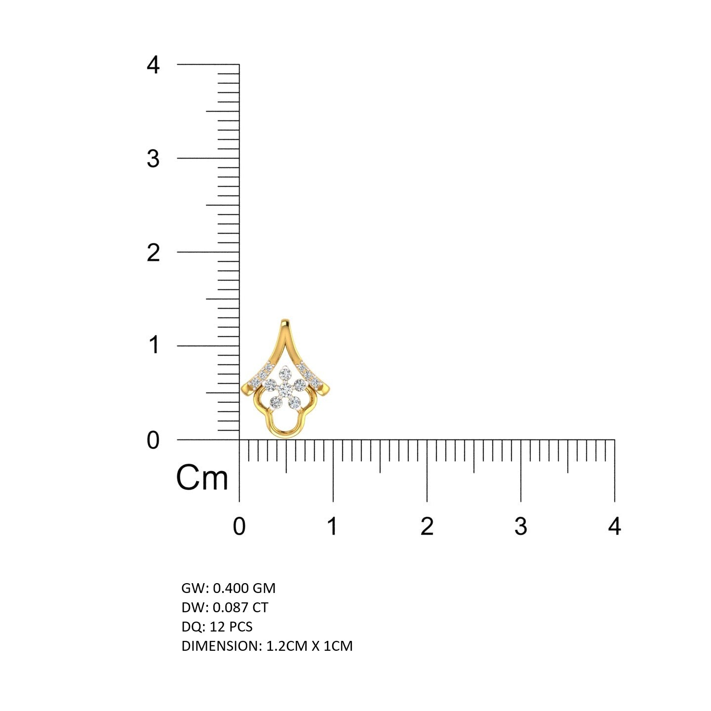 Abstract Chevron Floral Gold Pendant