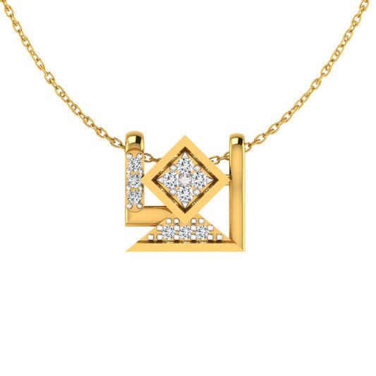 Geometric L-Shape Rhombus Gold Pendant