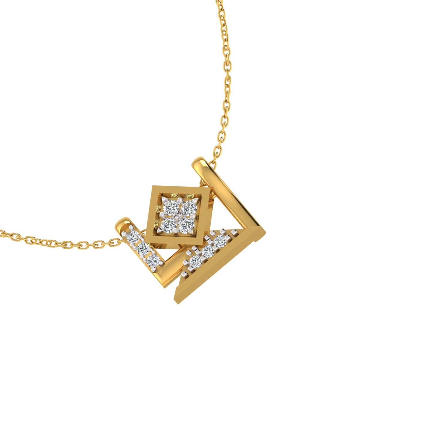 Geometric L-Shape Rhombus Gold Pendant
