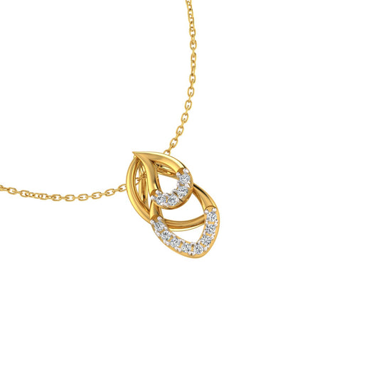 Overlapping Twin Leaf Gold Pendant