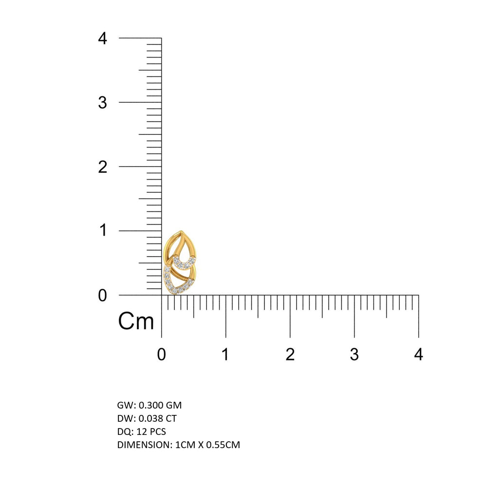 Overlapping Twin Leaf Gold Pendant