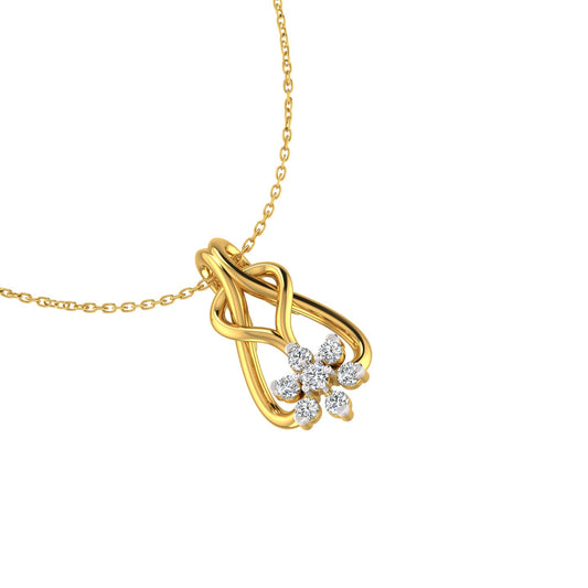 Twisted Ribbon Floral Drop Gold Pendant
