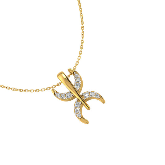 Abstract Pisces Zodiac Gold Pendant