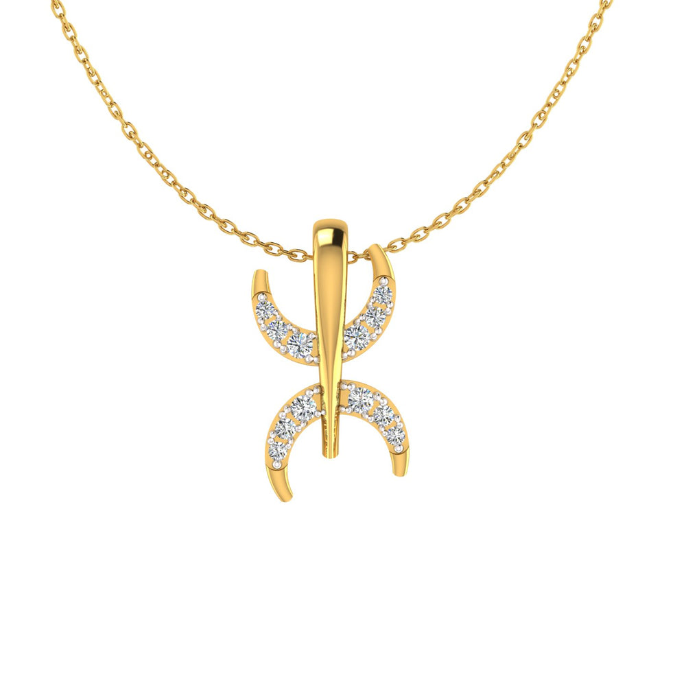 Abstract Pisces Zodiac Gold Pendant